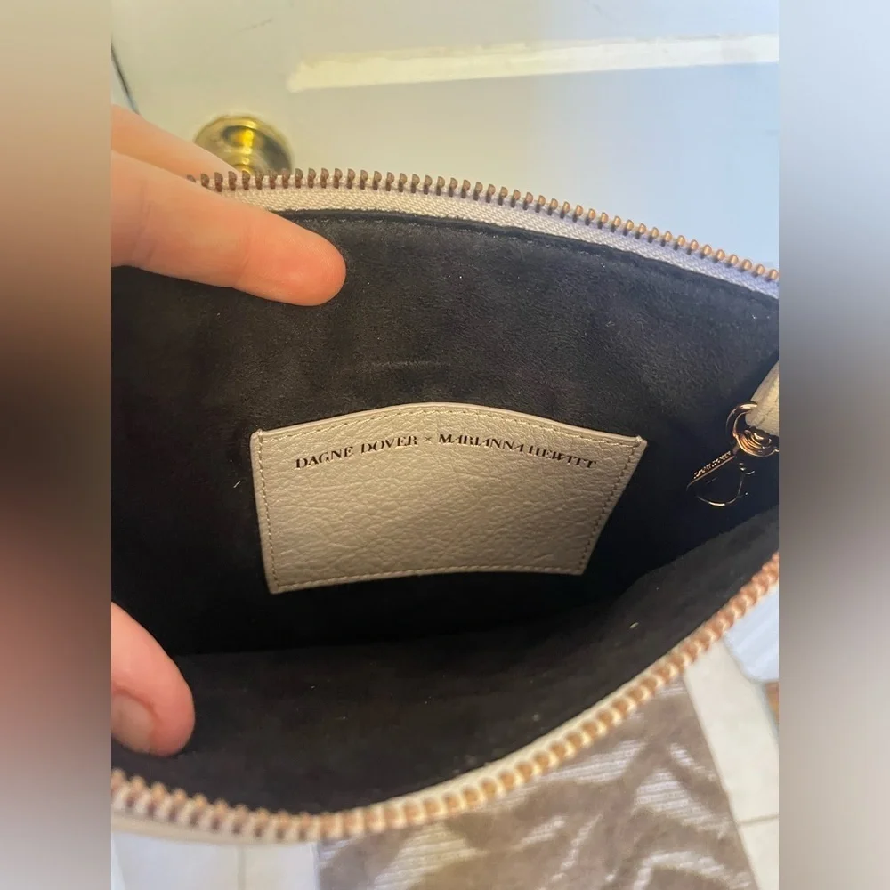 Dagne Dover X Marianna Hewitt small clutch bag makeup bag ivory light beige